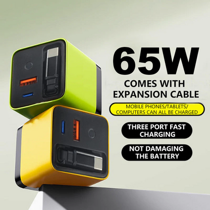 🧳🔌 Chargeur rétractable 65W – Câble Type-C intégré, enrouleur fluide, format poche, une seule prise pour téléphone, tablette et PC portable, le désordre en moins et la performance en plus 🚀💼