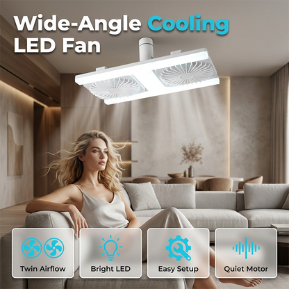 🌬️✨ Ventilateur de plafond double avec éclairage LED – design moderne et télécommande pour le salon et la chambre à coucher