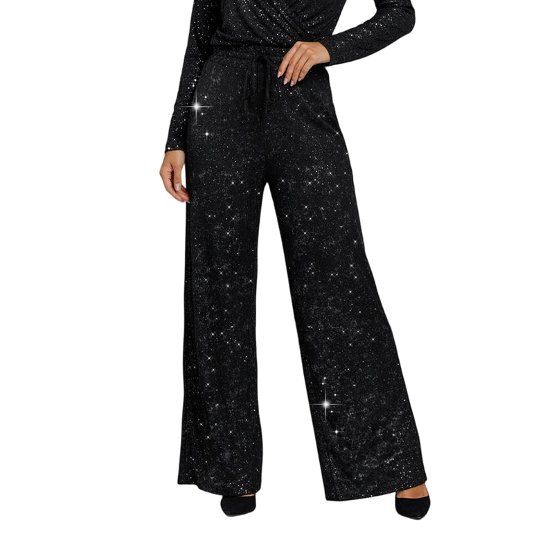 💖DERNIER JOUR DE SOLDES ! 60 % DE RÉDUCTION !🥰 Pantalon femme à sequins, jambes larges et taille élastiquée