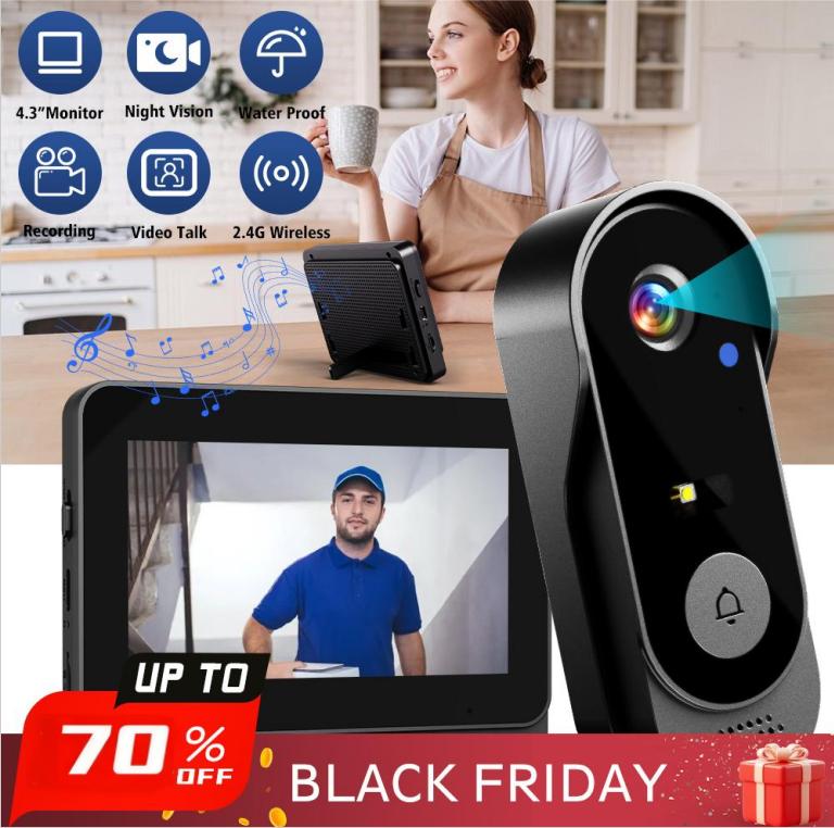 🚪 50 % DE RÉDUCTION ! 📹 Sonnette vidéo intelligente – Caméra HD, interphone bidirectionnel et vision nocturne 🔒