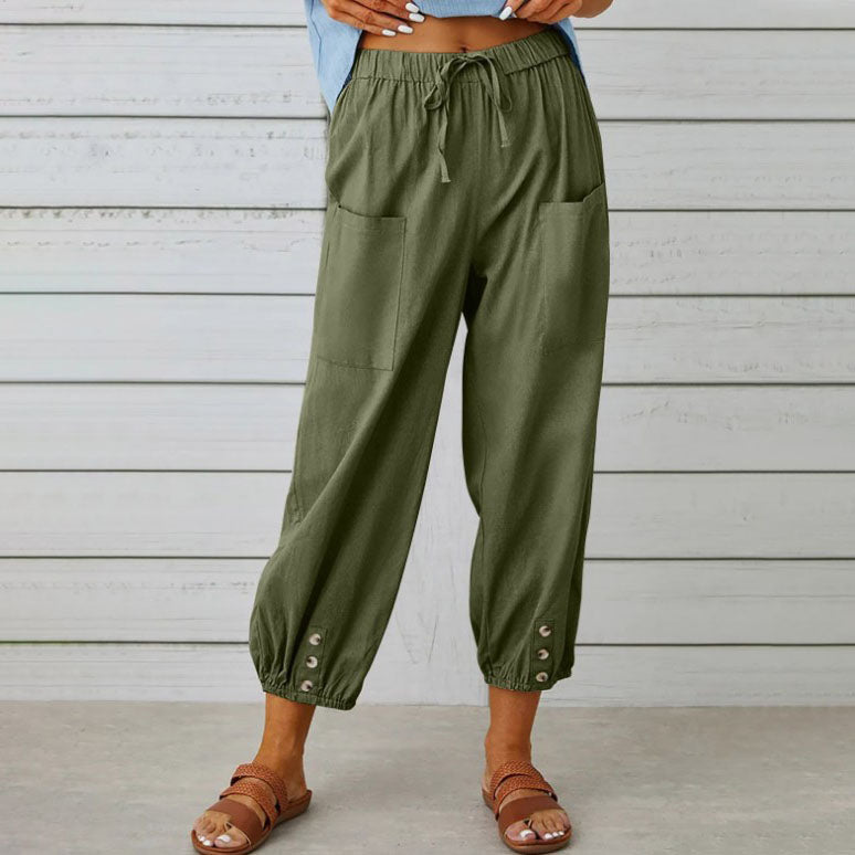 💓60 % DE RÉDUCTION !💞 Pantalon large à jambes droites pour femme – Coton et lin respirants, coupe flatteuse et poches pratiques 👖