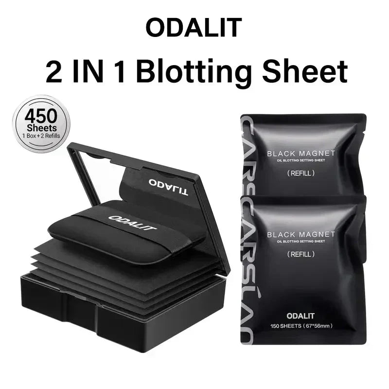 ✨️ACHETEZ 1 RECEVEZ 1 GRATUITEMENT✨️Papier matifiant magnétique noir avec poudre – Contrôle optimal du sébum – Fraîcheur garantie – 2 en 1