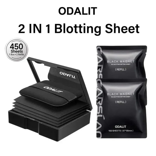 ✨️ACHETEZ 1 RECEVEZ 1 GRATUITEMENT✨️Papier matifiant magnétique noir avec poudre – Contrôle optimal du sébum – Fraîcheur garantie – 2 en 1