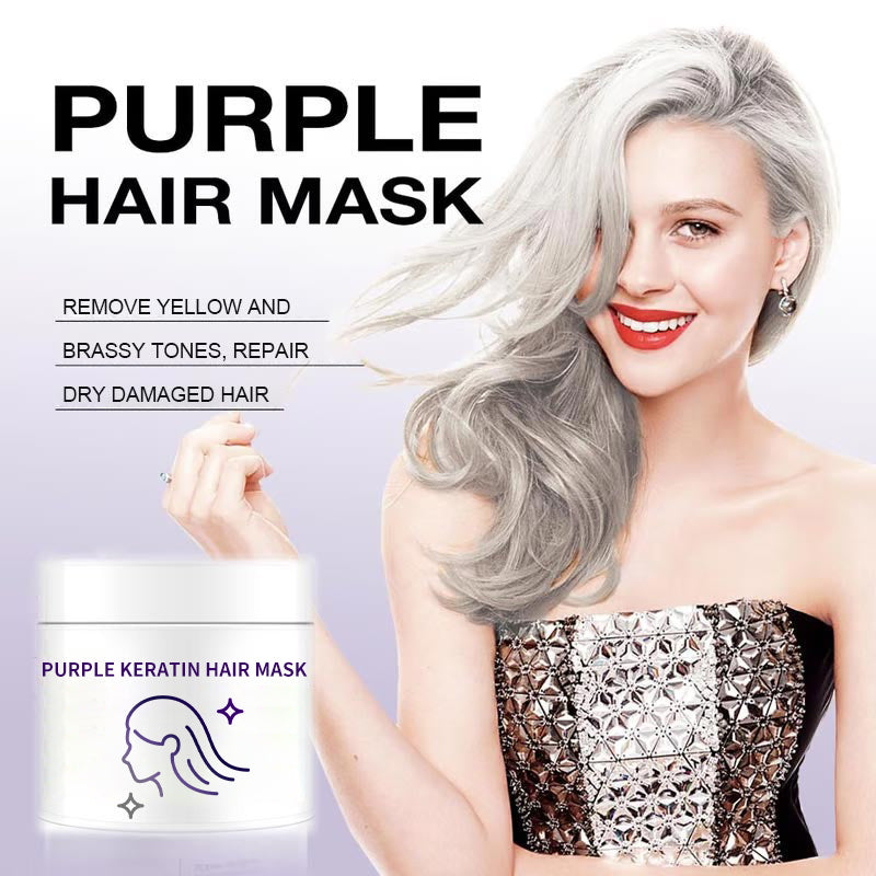 🎁Vente en déstockage🔥Purple Keratin Hair Mask - Conditionneur pour cheveux permanentés et colorés