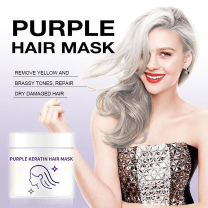 🎁Vente en déstockage🔥Purple Keratin Hair Mask - Conditionneur pour cheveux permanentés et colorés