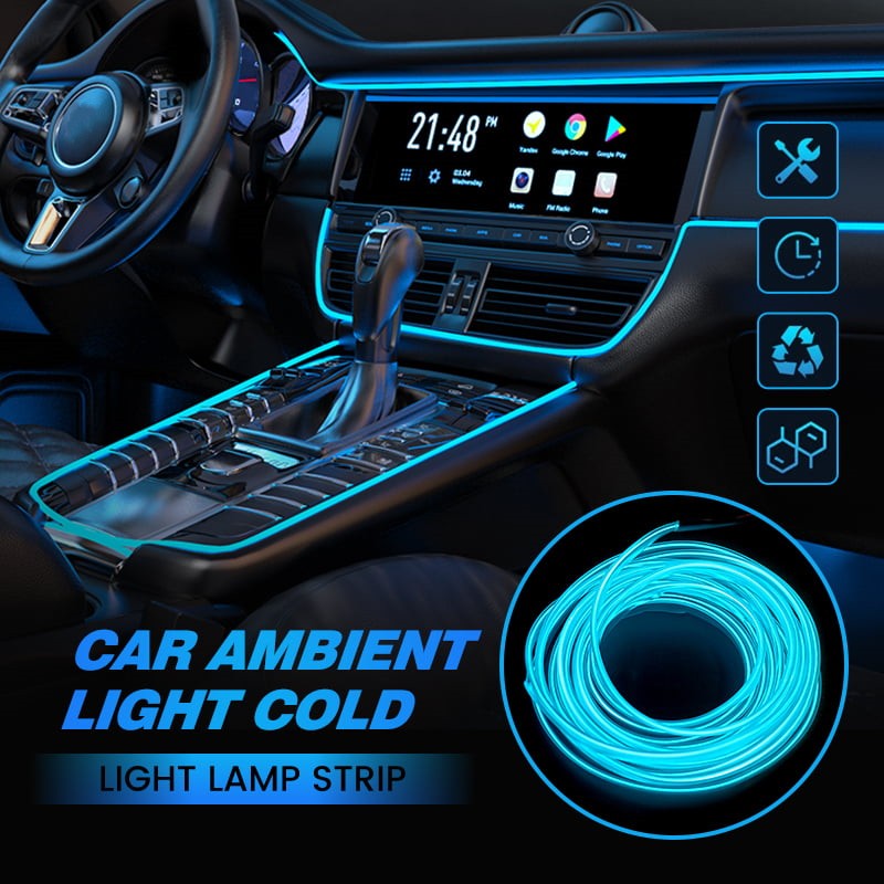Bande lumineuse flexible pour voiture avec éclairage bleu autour du tableau de bord