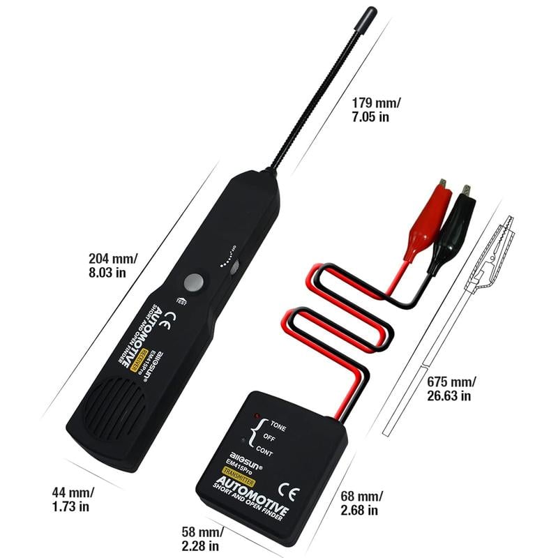 📢DERNIER JOUR DE VENTE - 60% DE RÉDUCTION💥 EM415 Détecteur de circuit ouvert et court pour automobile - Sonde DC & générateur de tonalité pour la recherche de pannes (jusqu'à 42V)