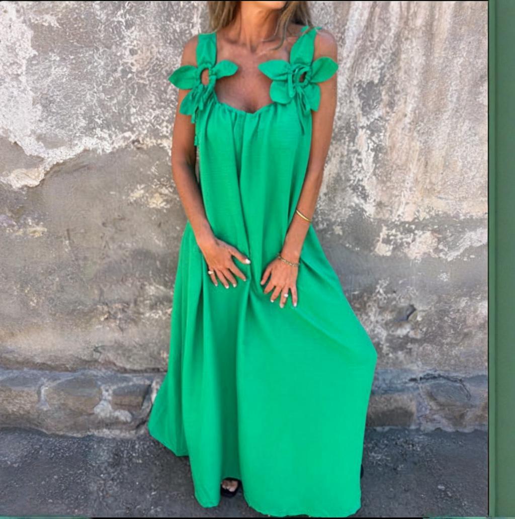 💕Printemps -53% de réduction💕Robe de couleur unie pour femme avec motif floral et encolure en U