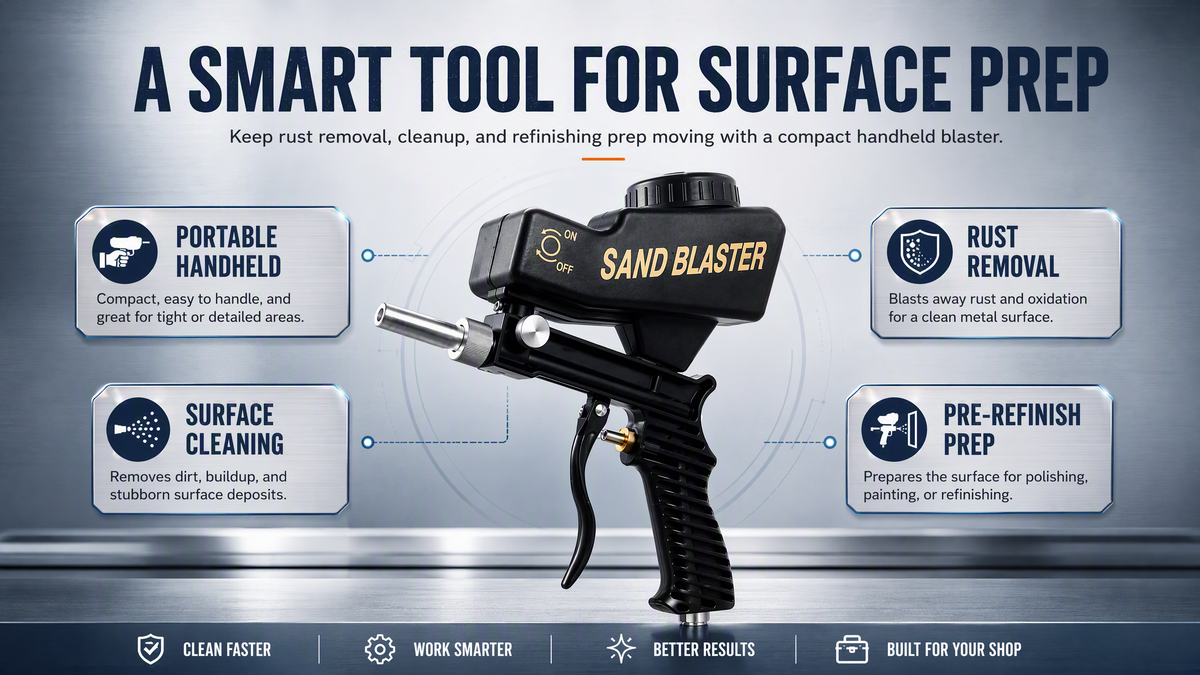 🚀 Pistolet de sablage pneumatique portable – Outil pour le dégrossissage, le polissage et la finition