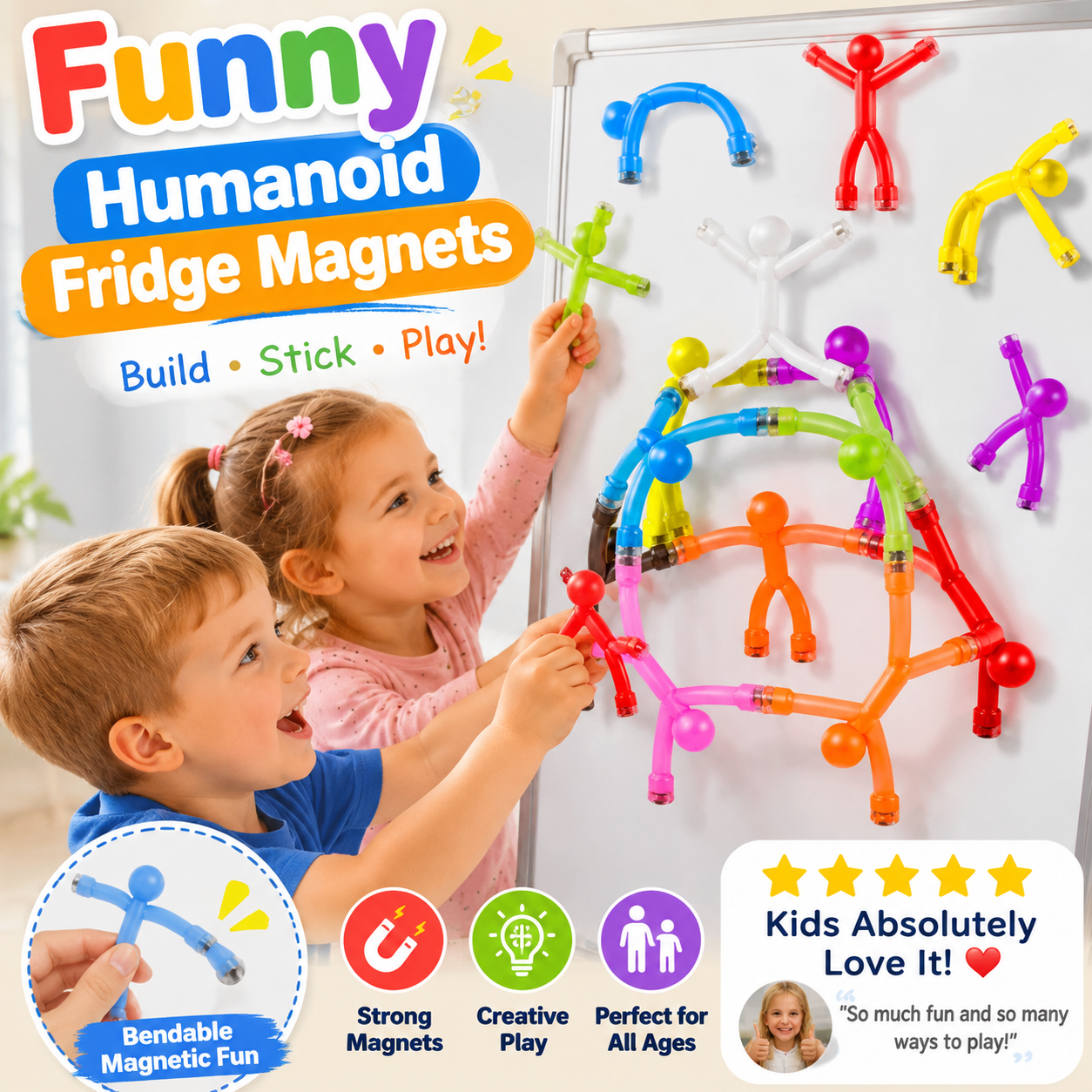 🔥50 % DE RÉDUCTION🧲 Petits bonhommes magnétiques créatifs | Fixation magnétique puissante · Articulations mobiles · Anti-stress | Pour le réfrigérateur, le bureau ou le rangement