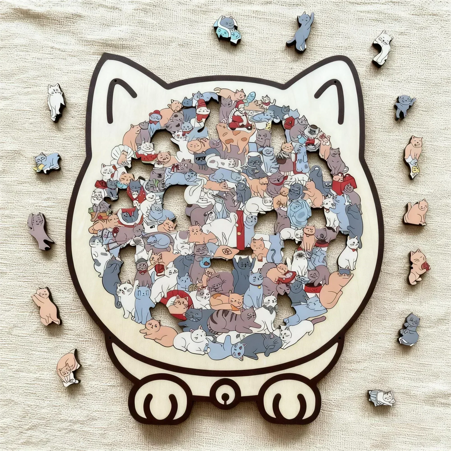 🔈🔈60% de réduction🐱Puzzle en bois représentant un chat aux couleurs Morandi, 135 pièces🎁