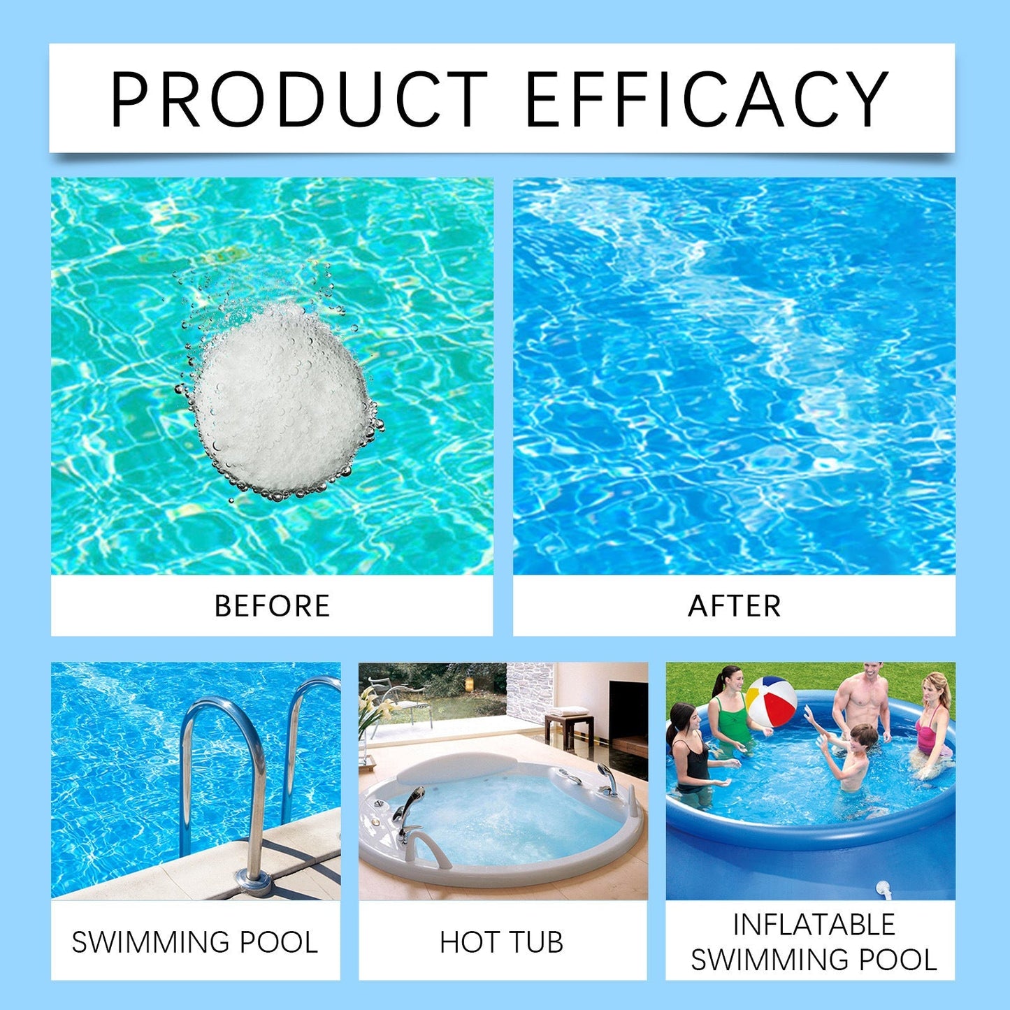 🏊‍♂️ Pastilles nettoyantes pour piscine pour une eau cristalline – Déposez, dissolvez, plongez ! 🌊✨