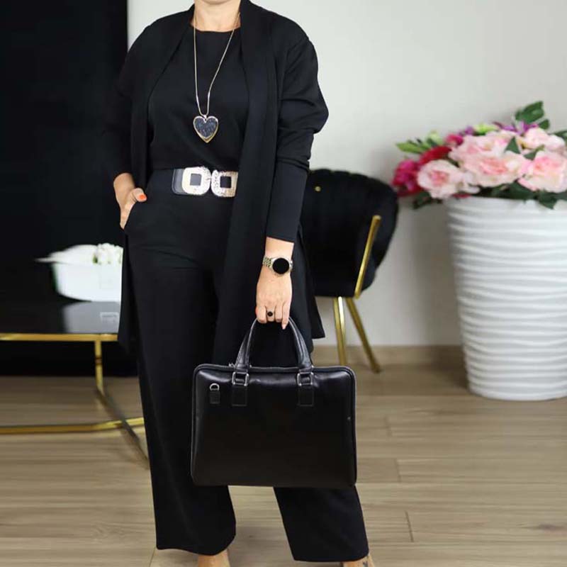 🍂Soldes d'automne🍂Elegant 3-piece set including long cardigan, top and pants💞
