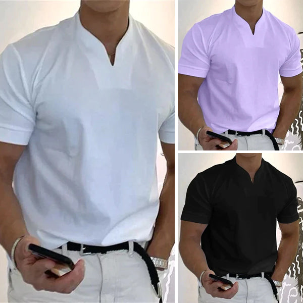 💎60% DE RÉDUCTION ! 💎 Chemise de Sport à Manches Courtes pour Hommes – Col en V, Confortable & Disponible jusqu'au 5XL 👕✨