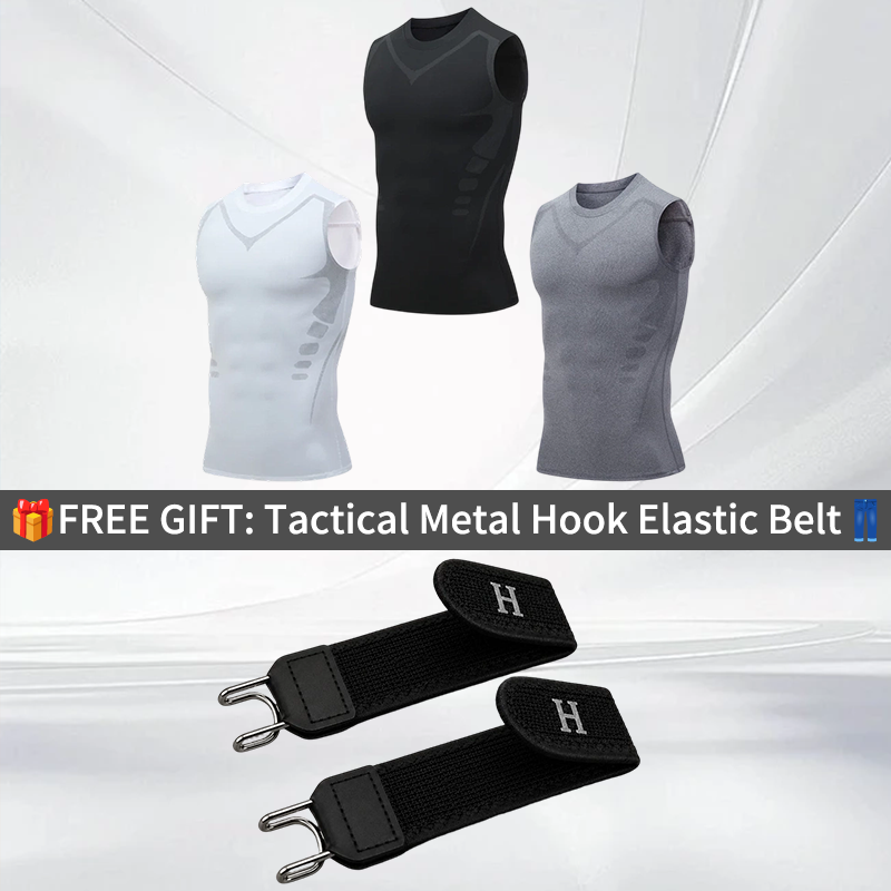 🔥 50 % DE RÉDUCTION ! 💪 Gilet Ionic Shaping – Compression et refroidissement – Remodelage du corps – Sans manches – Invisible sous les vêtements 🕶️