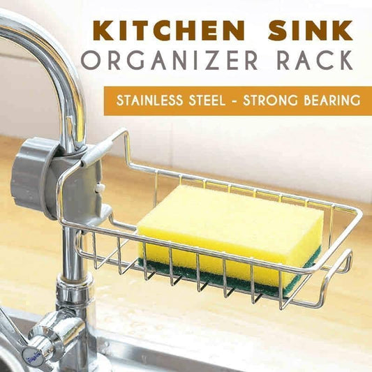 🔥Une bonne aide dans la cuisine🔥Support de rangement pour évier en acier inoxydable sans perforation