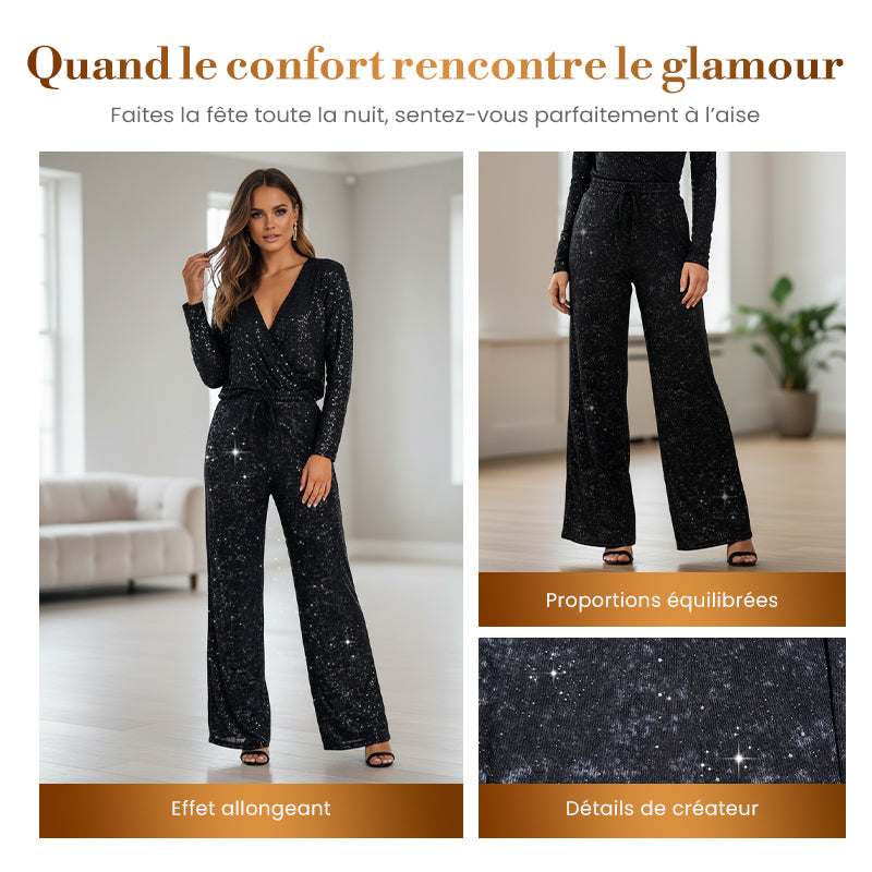 💖DERNIER JOUR DE SOLDES ! 60 % DE RÉDUCTION !🥰 Pantalon femme à sequins, jambes larges et taille élastiquée