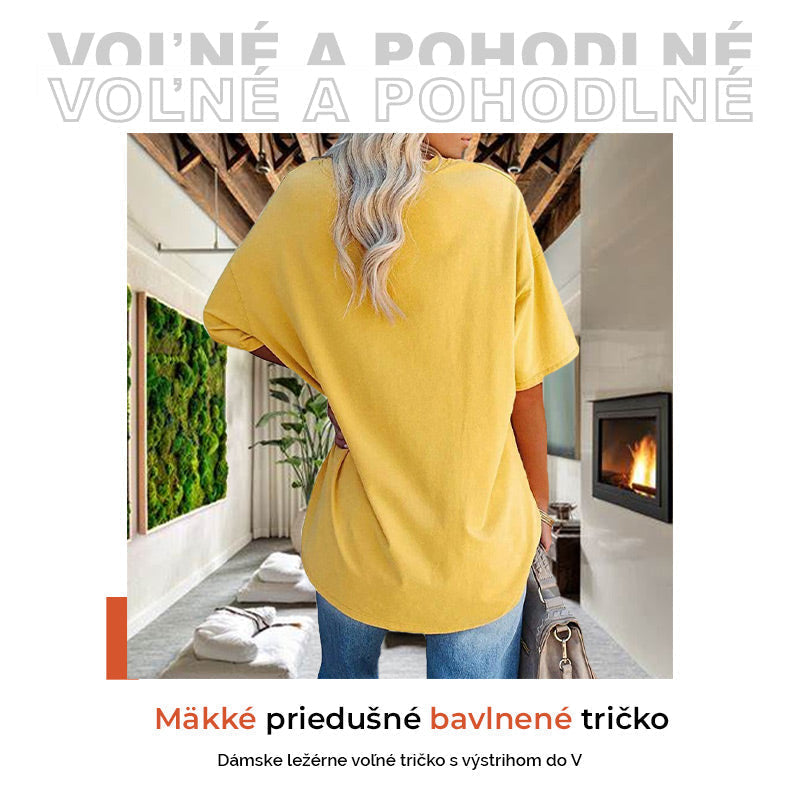 🌸Vente compte à rebours 48%👚2024 Nouveau T-shirt ample à col en V pour femmes