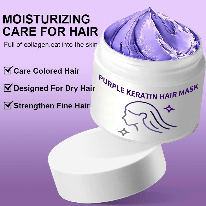 🎁Vente en déstockage🔥Purple Keratin Hair Mask - Conditionneur pour cheveux permanentés et colorés