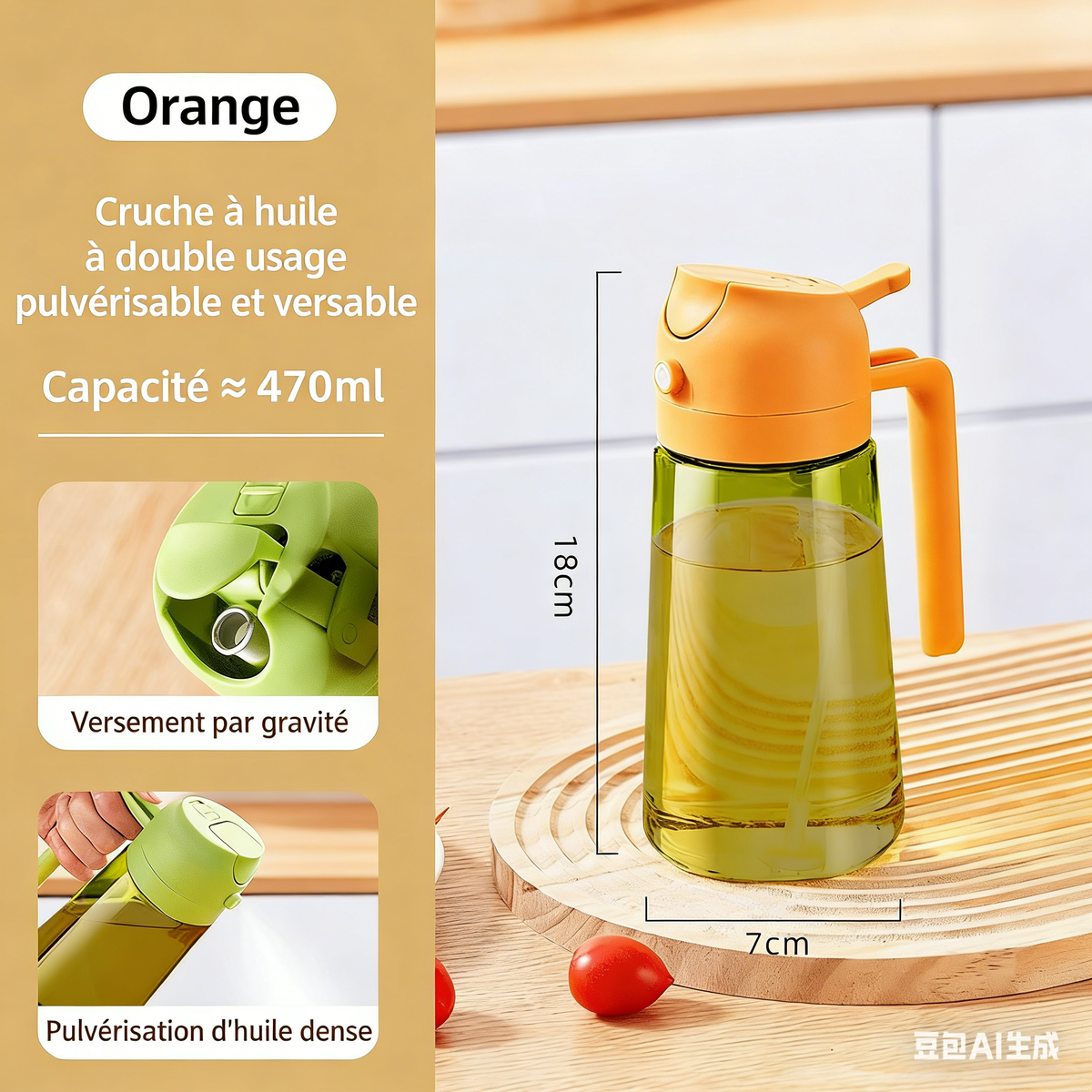 📢📢50% DE RÉDUCTION !! ⏰ Pulvérisateur Huile 2-en-1 Verre – 600 ml – Large Ouverture & Anti-Goutte for Cuisine