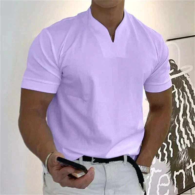 💎60% DE RÉDUCTION ! 💎 Chemise de Sport à Manches Courtes pour Hommes – Col en V, Confortable & Disponible jusqu'au 5XL 👕✨