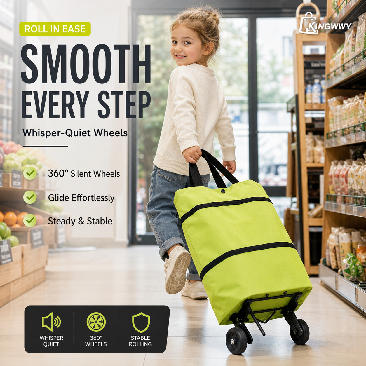 🎉 Soldes 2026 — Plus de 36 000 vendus 🛒 Chariot Courses 2 en 1 Pliable Léger 🛍️