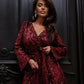 Robe courte à paillettes à col en V pour femme