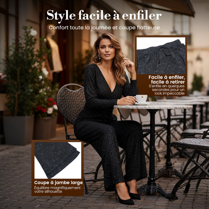 💖DERNIER JOUR DE SOLDES ! 60 % DE RÉDUCTION !🥰 Pantalon femme à sequins, jambes larges et taille élastiquée