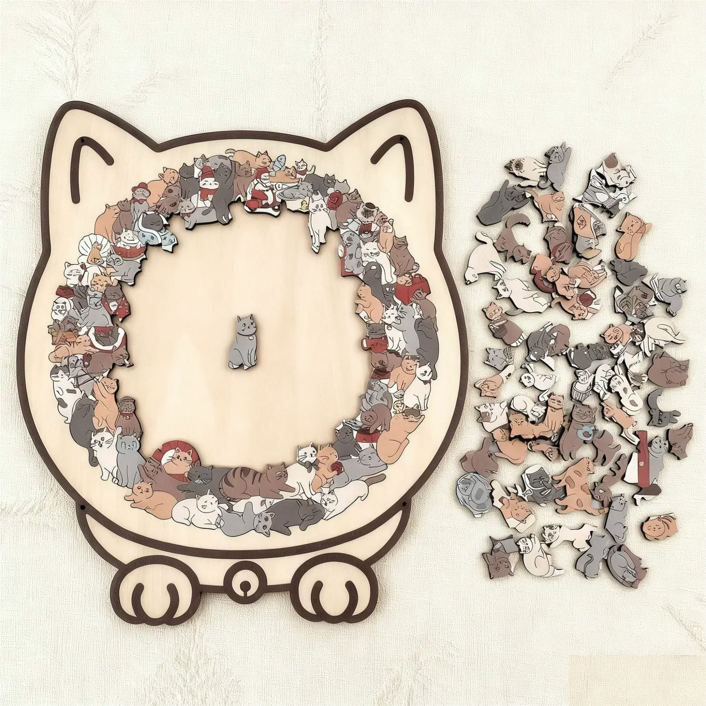 🔈🔈60% de réduction🐱Puzzle en bois représentant un chat aux couleurs Morandi, 135 pièces🎁
