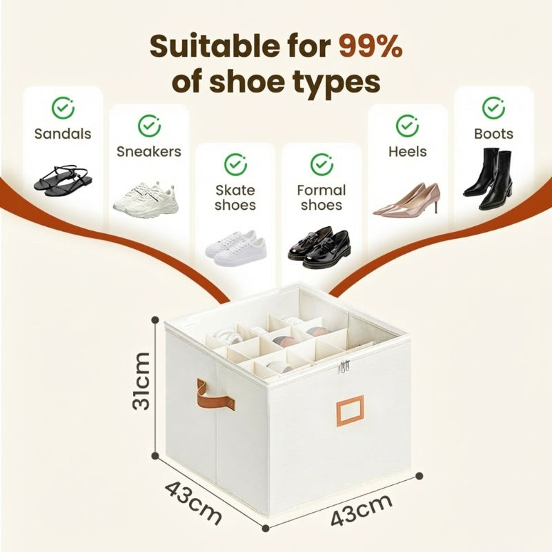 👟 50% DE RÉDUCTION! 🧺 Boîte de rangement en tissu pour chaussures – Pliable, respirante & anti-poussière – Idéale pour placard & chambre ✨