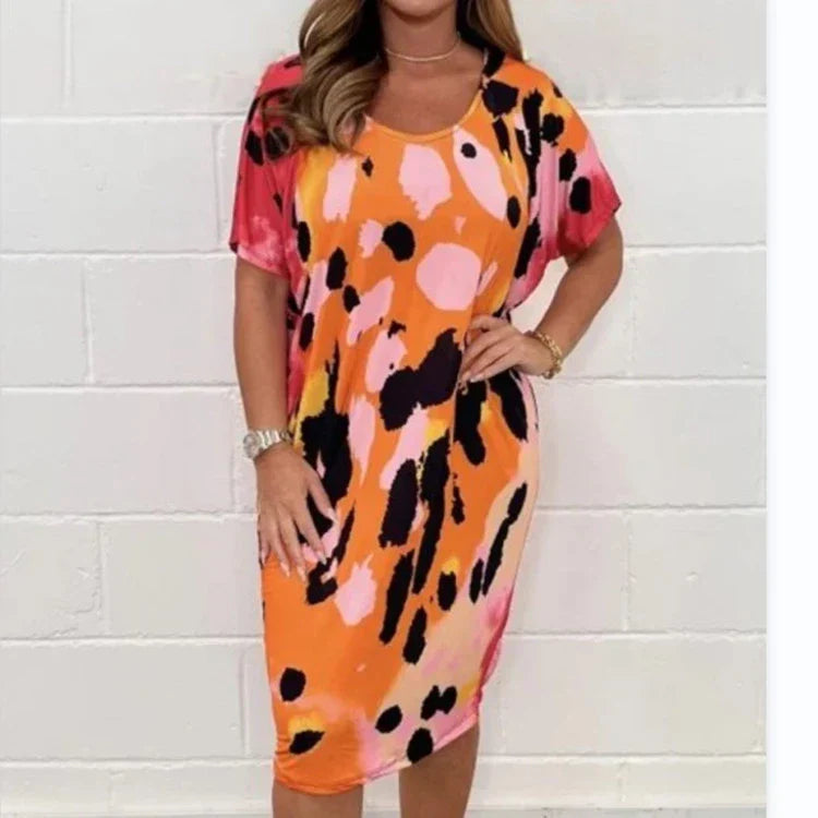 👗2025 Best-seller de l'été🔥Col rond Robe décontractée à imprimé léopard