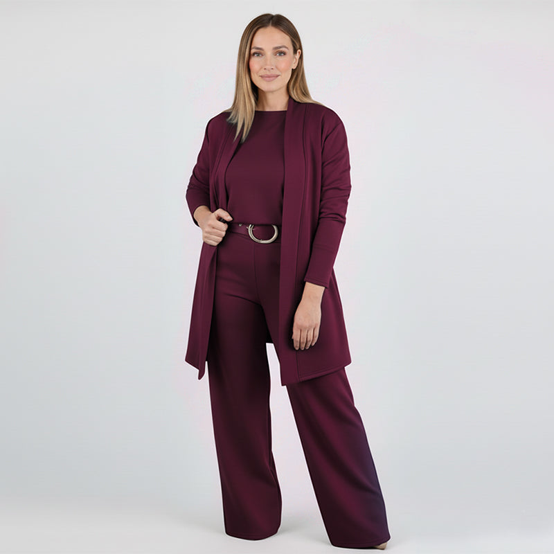 🍂Soldes d'automne🍂Elegant 3-piece set including long cardigan, top and pants💞