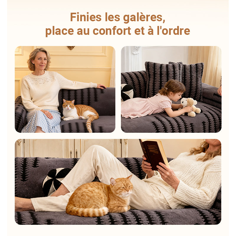 🐾☁️ Housse de canapé en peluche ultra douce – Confort nuage, protège des poils et griffes, le refuge parfait pour vos animaux et votre salon, sans sacrifier le style 🛋️❤️