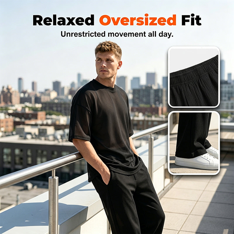 💯50 % DE RÉDUCTION ! 💯Ensemble 2 pièces comprenant un t-shirt et un pantalon à jambes larges pour homme