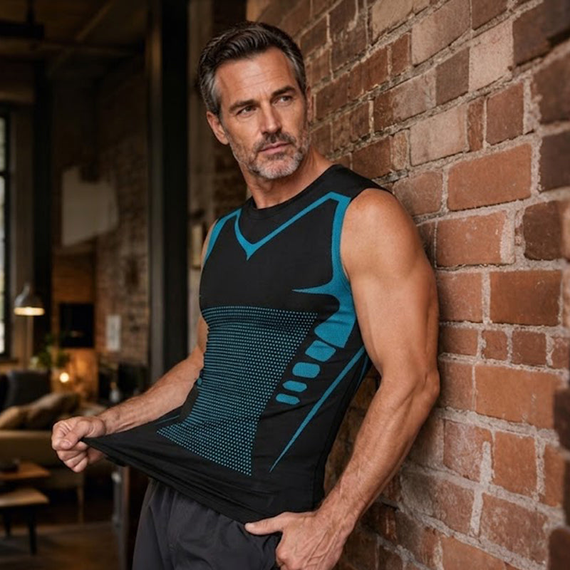 🔥 50 % DE RÉDUCTION ! 💪 Gilet Ionic Shaping – Compression et refroidissement – Remodelage du corps – Sans manches – Invisible sous les vêtements 🕶️