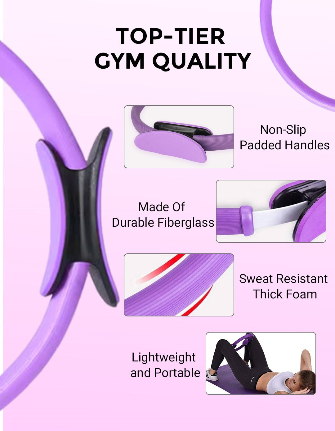 🏃‍♀️ 60% DE RÉDUCTION ! 🌀 Anneau Pilates – Améliore la Force du Noyau, Léger & Idéal pour la Maison/le Voyage 💪