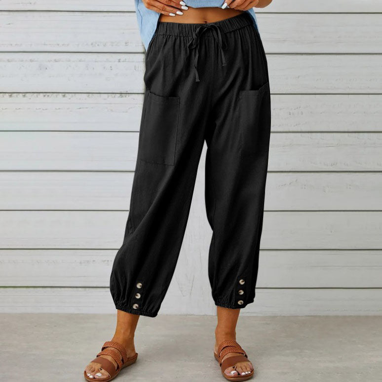 💓60 % DE RÉDUCTION !💞 Pantalon large à jambes droites pour femme – Coton et lin respirants, coupe flatteuse et poches pratiques 👖