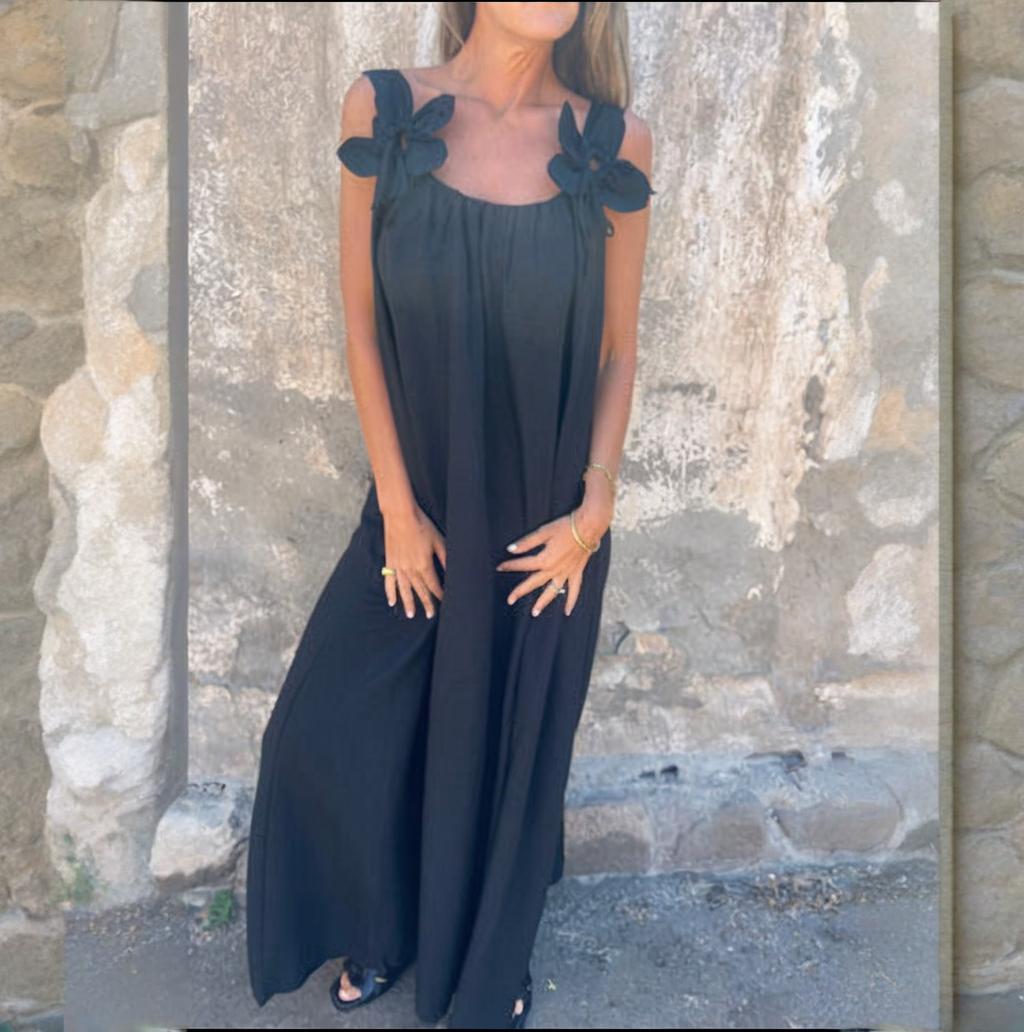 💕Printemps -53% de réduction💕Robe de couleur unie pour femme avec motif floral et encolure en U
