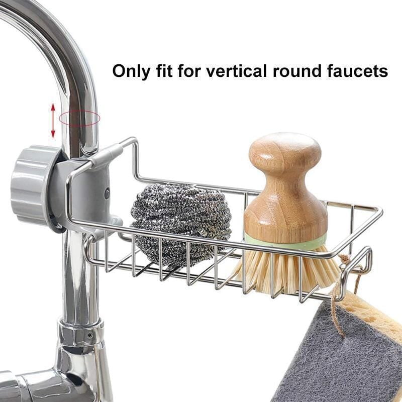 🔥Une bonne aide dans la cuisine🔥Support de rangement pour évier en acier inoxydable sans perforation