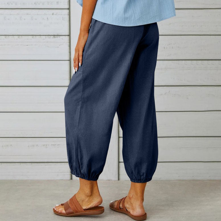 💓60 % DE RÉDUCTION !💞 Pantalon large à jambes droites pour femme – Coton et lin respirants, coupe flatteuse et poches pratiques 👖