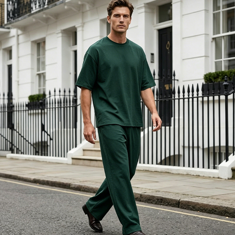 💯50 % DE RÉDUCTION ! 💯Ensemble 2 pièces comprenant un t-shirt et un pantalon à jambes larges pour homme
