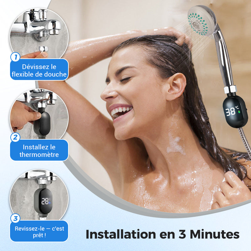 💧 Thermomètre de douche 🌡️ Fini les conjectures - Température instantanée ! 🚿