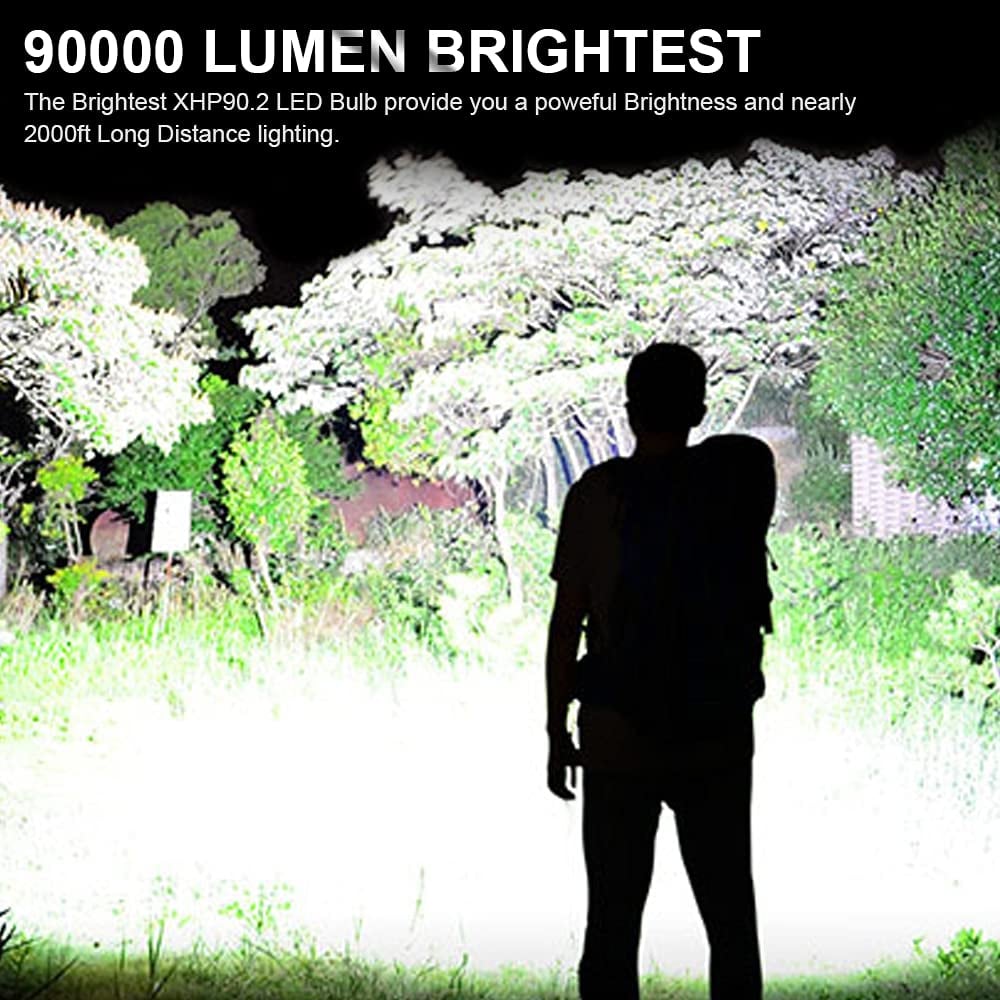 🔦 60 % DE RÉDUCTION ! 🎉 Lampe torche rechargeable 90 000 lumens – Puissance extrême, étanche et longue autonomie 📦