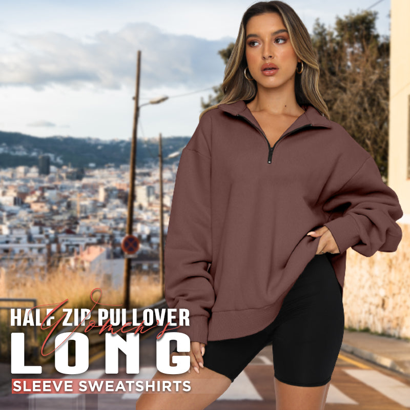 🔥🖤Vente du Black Friday 50% de réduction🔥Sweat-shirt à manches longues et demi-zip pour femmes