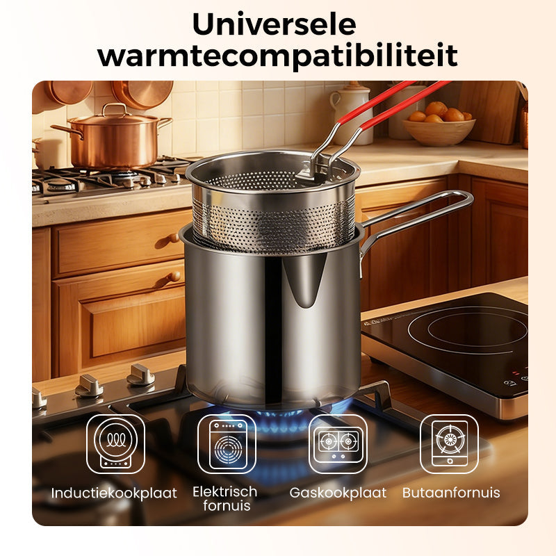 🔥 -50% ! 🍳 Friteuse Multifonction en Acier Inoxydable 304 – Certifié Alimentaire – Design Anti-Éclaboussures & Panier Filtrant pour Frites et Poulet 🥟
