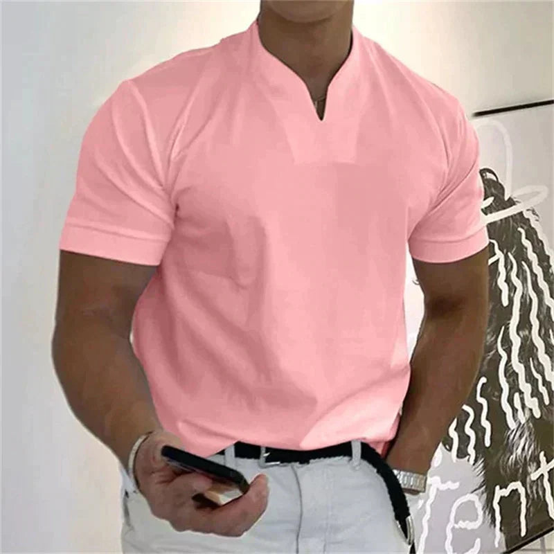 💎60% DE RÉDUCTION ! 💎 Chemise de Sport à Manches Courtes pour Hommes – Col en V, Confortable & Disponible jusqu'au 5XL 👕✨