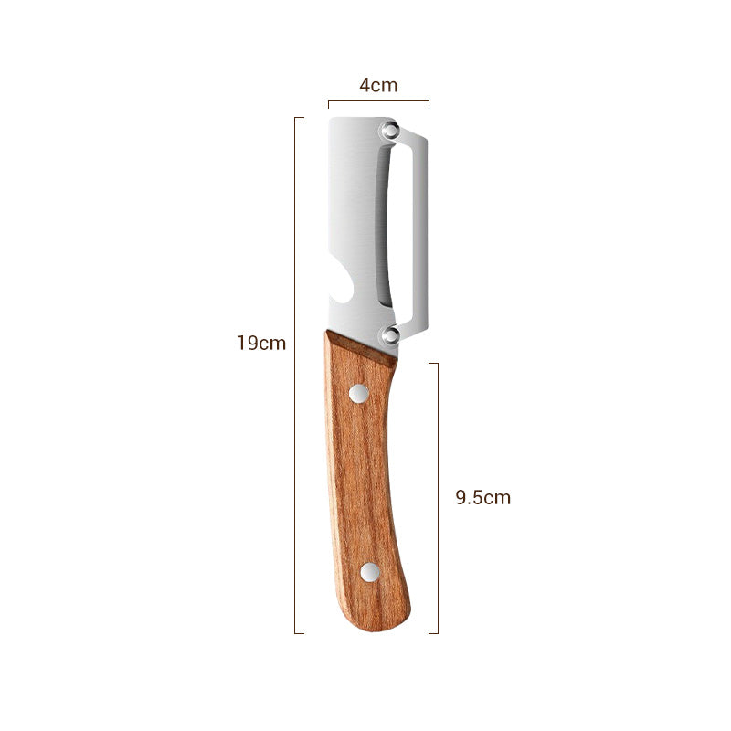 Éplucheur en acier inoxydable 🔪✨ Lame affûtée avec précision, ultra-fine, large ouverture incurvée, gain de temps et d'efforts, ouvre-bouteille 2 en 1 🍾