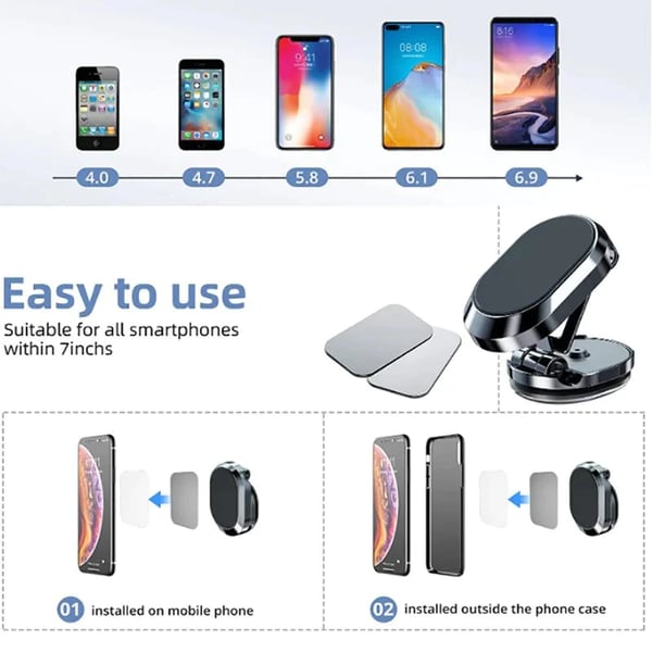 📱 ACHETEZ 1, OBTENEZ 1 GRATUIT! 🧲 Support magnétique pliable – 360°, 6 aimants N52 & pour 4–7″ ✨