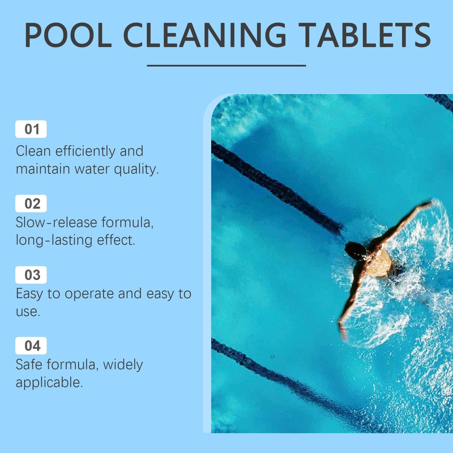 🏊‍♂️ Pastilles nettoyantes pour piscine pour une eau cristalline – Déposez, dissolvez, plongez ! 🌊✨