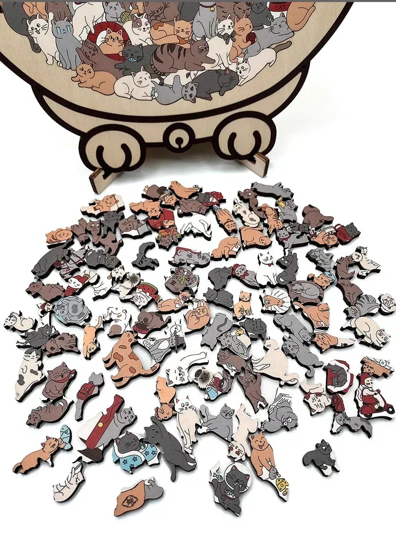 🔈🔈60% de réduction🐱Puzzle en bois représentant un chat aux couleurs Morandi, 135 pièces🎁